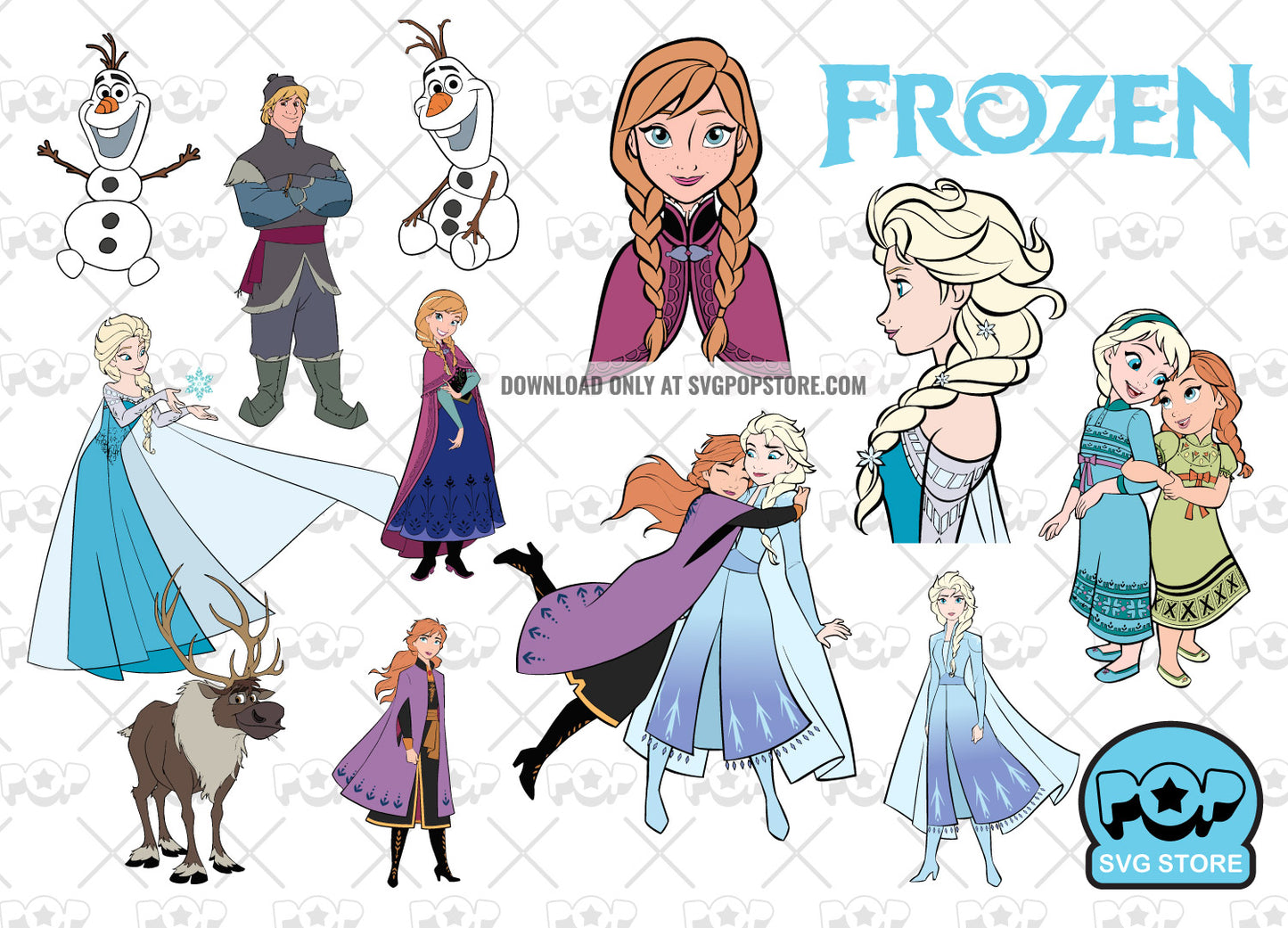 Disney Frozen clipart set, Frozen SVG cut files for Cricut / Silhouette, Frozen Princesses PNG N1
