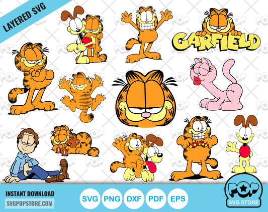 Garfield clipart set, Garfield SVG cut files for Cricut / Silhouette, Garfield PNG