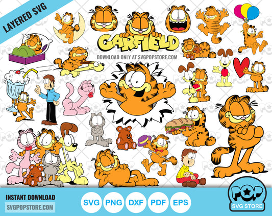 Garfield clipart bundle, Garfield SVG cut files for Cricut / Silhouette, Garfield PNG