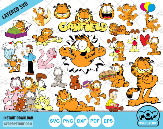 Garfield clipart bundle, Garfield SVG cut files for Cricut / Silhouette, Garfield PNG