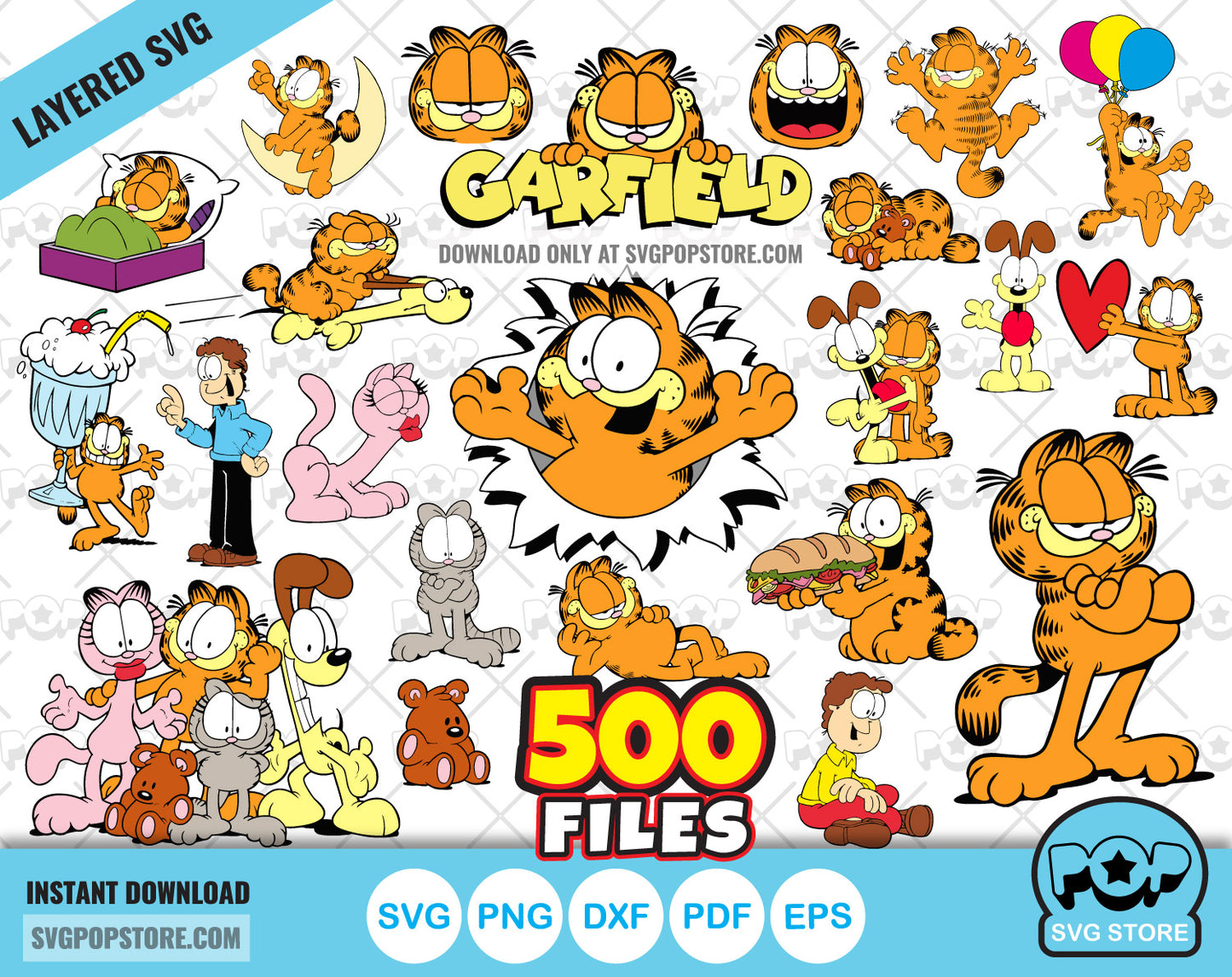 Garfield BIG BUNDLE 500 files, Garfield SVG cut files for Cricut / Silhouette, Garfield PNG N1