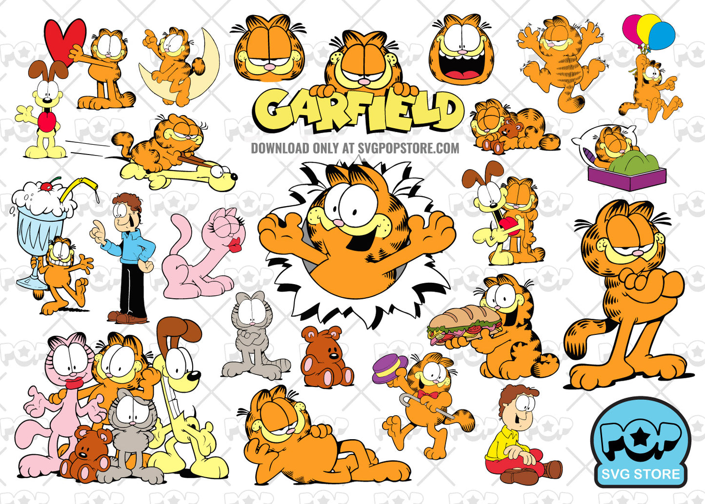 Garfield clipart bundle, Garfield SVG cut files for Cricut / Silhouette, Garfield PNG