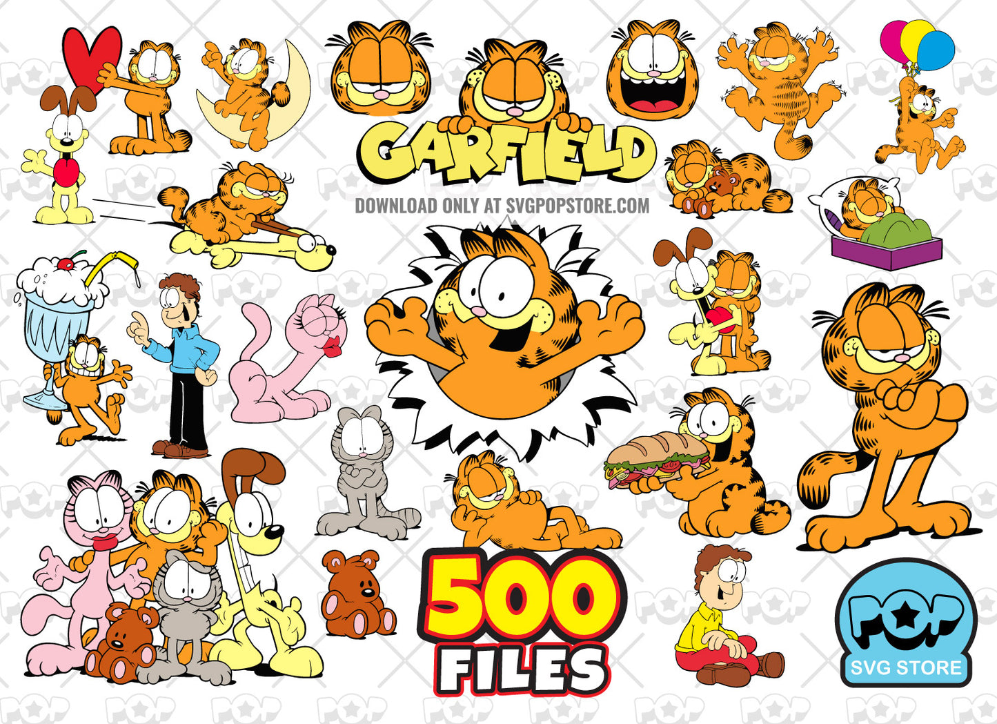 Garfield BIG BUNDLE 500 files, Garfield SVG cut files for Cricut / Silhouette, Garfield PNG N1