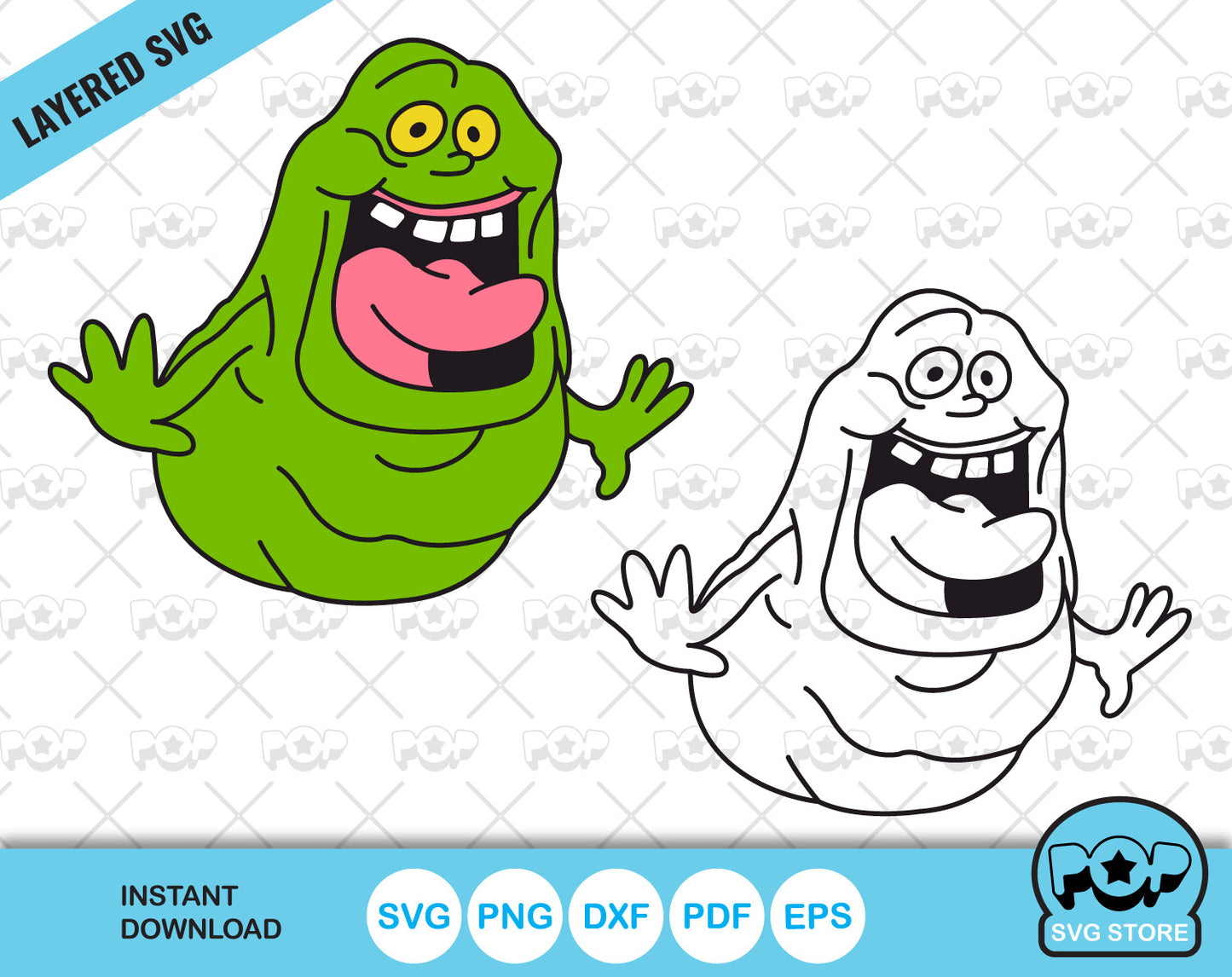 Ghostbusters Slimer clipart, SVG cutting files for Cricut / Silhouette, PNG, DXF, instant download