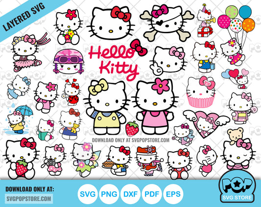 Hello Kitty clipart bundle, Hello Kitty svg cut files for Cricut / Silhouette, Hello Kitty png
