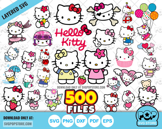 Hello Kitty BIG BUNDLE 500 files, Hello Kitty svg cut files for Cricut / Silhouette, Hello Kitty png N1
