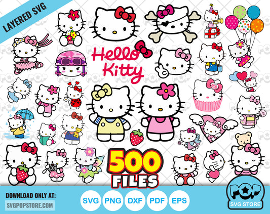 Hello Kitty BIG BUNDLE 500 files, Hello Kitty svg cut files for Cricut / Silhouette, Hello Kitty png