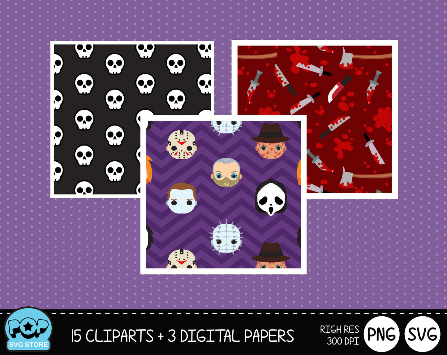 Horror Movies clipart set, Digital clip art for decoration, scrapbooking, Halloween cliparts , instant download