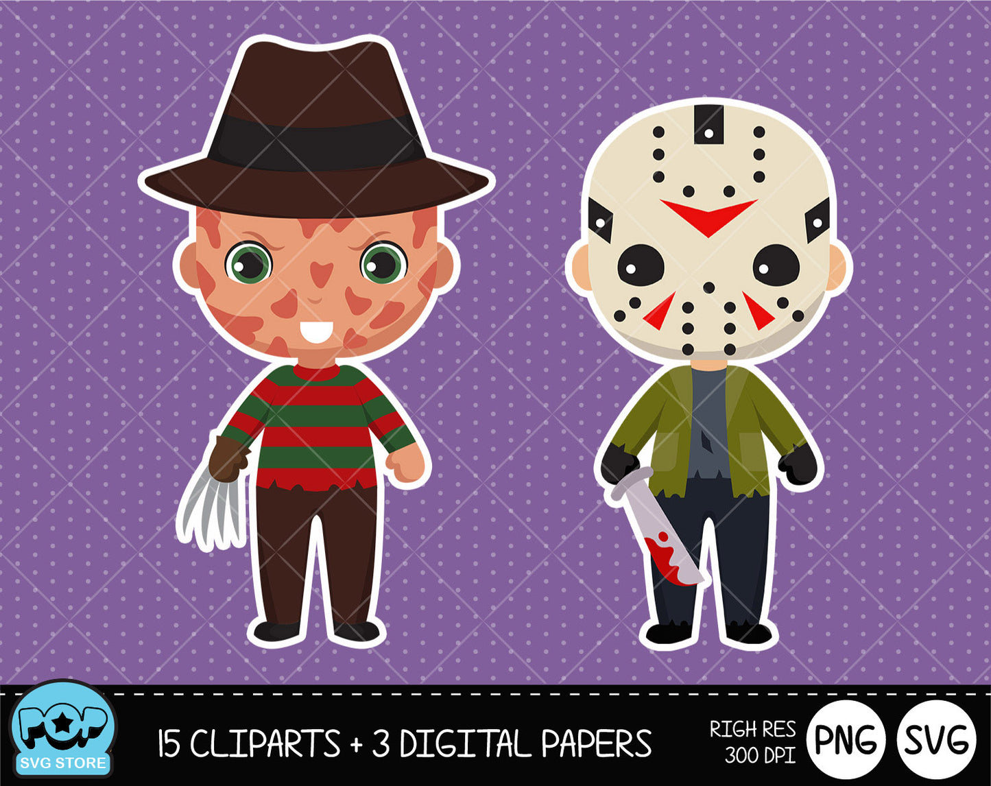 Horror Movies clipart set, Digital clip art for decoration, scrapbooking, Halloween cliparts , instant download