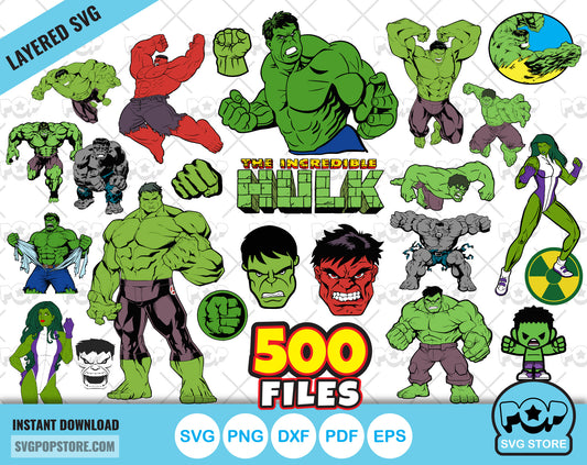 Hulk BIG BUNDLE 500 files, Hulk SVG cut files for Cricut / Silhouette, The Incredible Hulk PNG