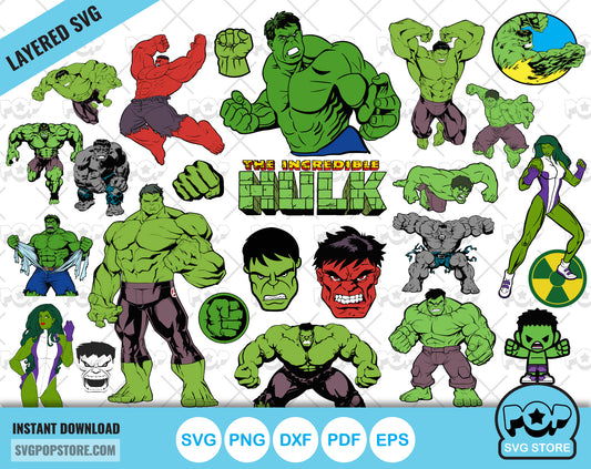 Hulk clipart bundle, Hulk SVG cut files for Cricut / Silhouette, The Incredible Hulk PNG