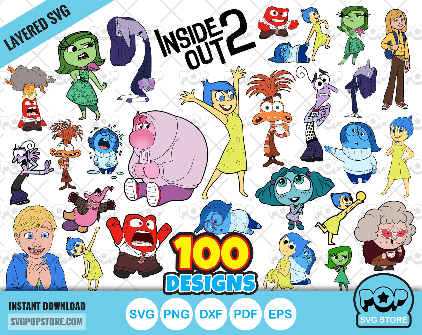 Inside Out 2 100 cliparts bundle, Inside Out svg cut files for Cricut / Silhouette, Inside Out 2 png