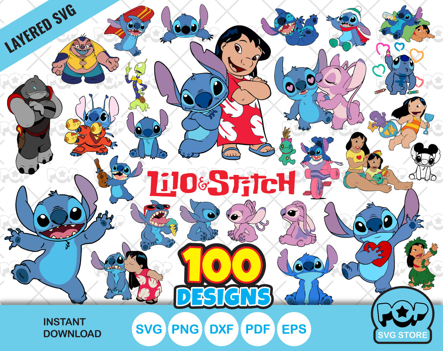 Disney Stitch SVG Digital File Bundle, Stitch Layered Svg