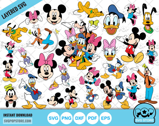 Mickey and Friends clipart bundle, svg cut files for Cricut / Silhouette, Mickey & friends png