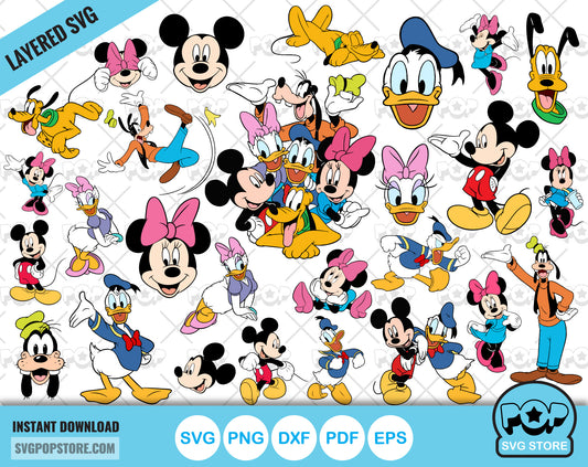 Mickey and Friends clipart bundle, svg cut files for Cricut / Silhouette, Mickey & friends png