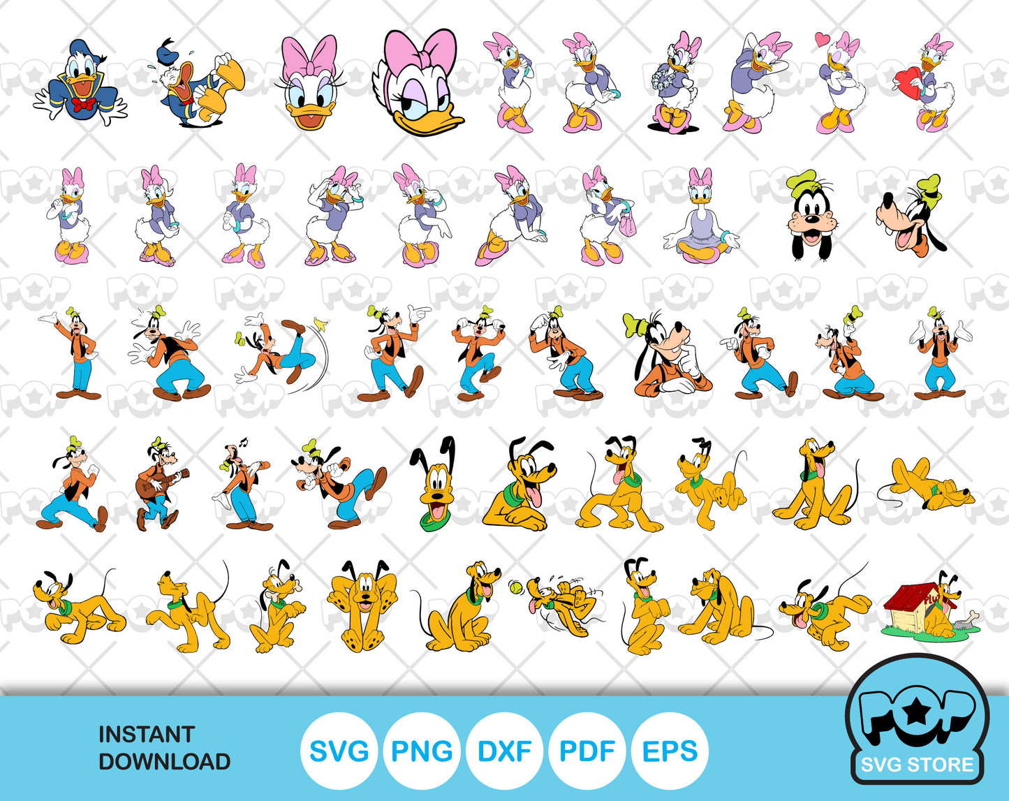 Mickey and Friends 100 cliparts bundle, svg cut files for Cricut / Silhouette, Mickey & friends png, dxf