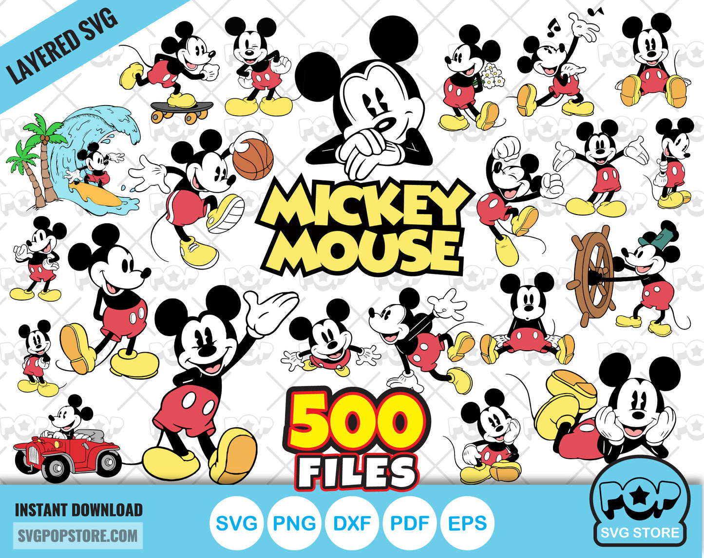 Classic Mickey Mouse BIG BUNDLE 500 files, Mickey svg cut files for Cricut / Silhouette, Mickey Mouse png