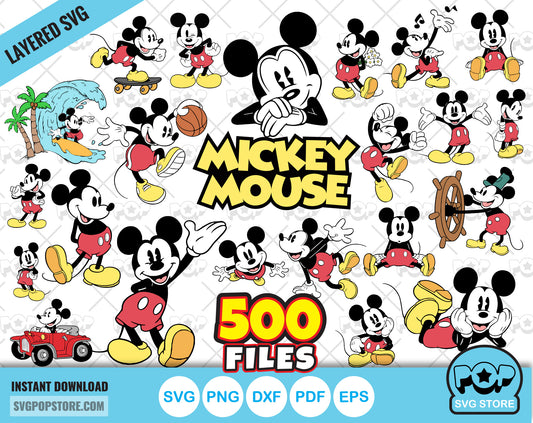 Classic Mickey Mouse BIG BUNDLE 500 files, Mickey svg cut files for Cricut / Silhouette, Mickey Mouse png