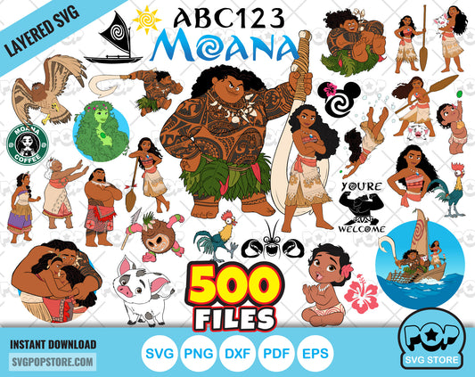 Moana BIG BUNDLE 500 files + alphabet, Moana svg cut files for Cricut / Silhouette, Moana png