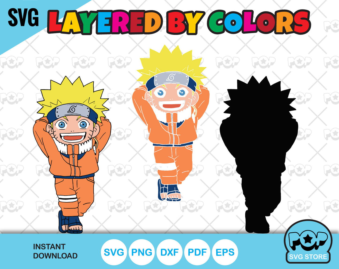 Chibi Naruto Clipart Set, Naruto SVG cut files for Cricut / Silhouette, SVG, PNG, DXF, instant download