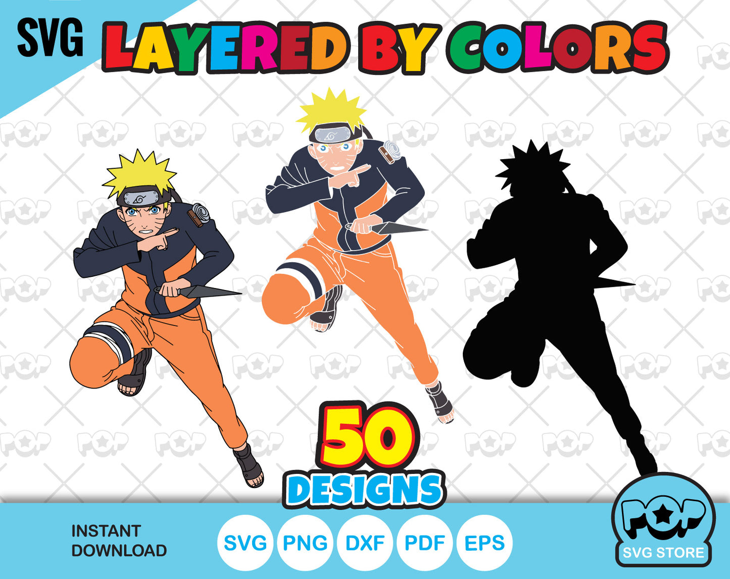 Naruto clipart set, Naruto SVG cut files for Cricut / Silhouette, SVG, PNG, DXF, instant download