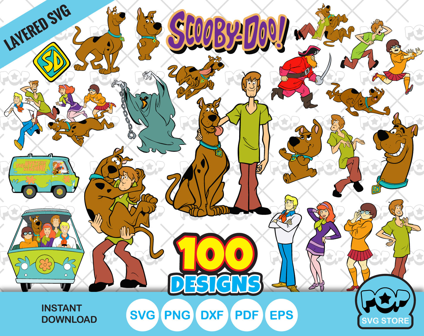 Scooby-Doo clipart bundle, Scooby Doo SVG cut files for Cricut / Silhouette, PNG, DXF, instant download