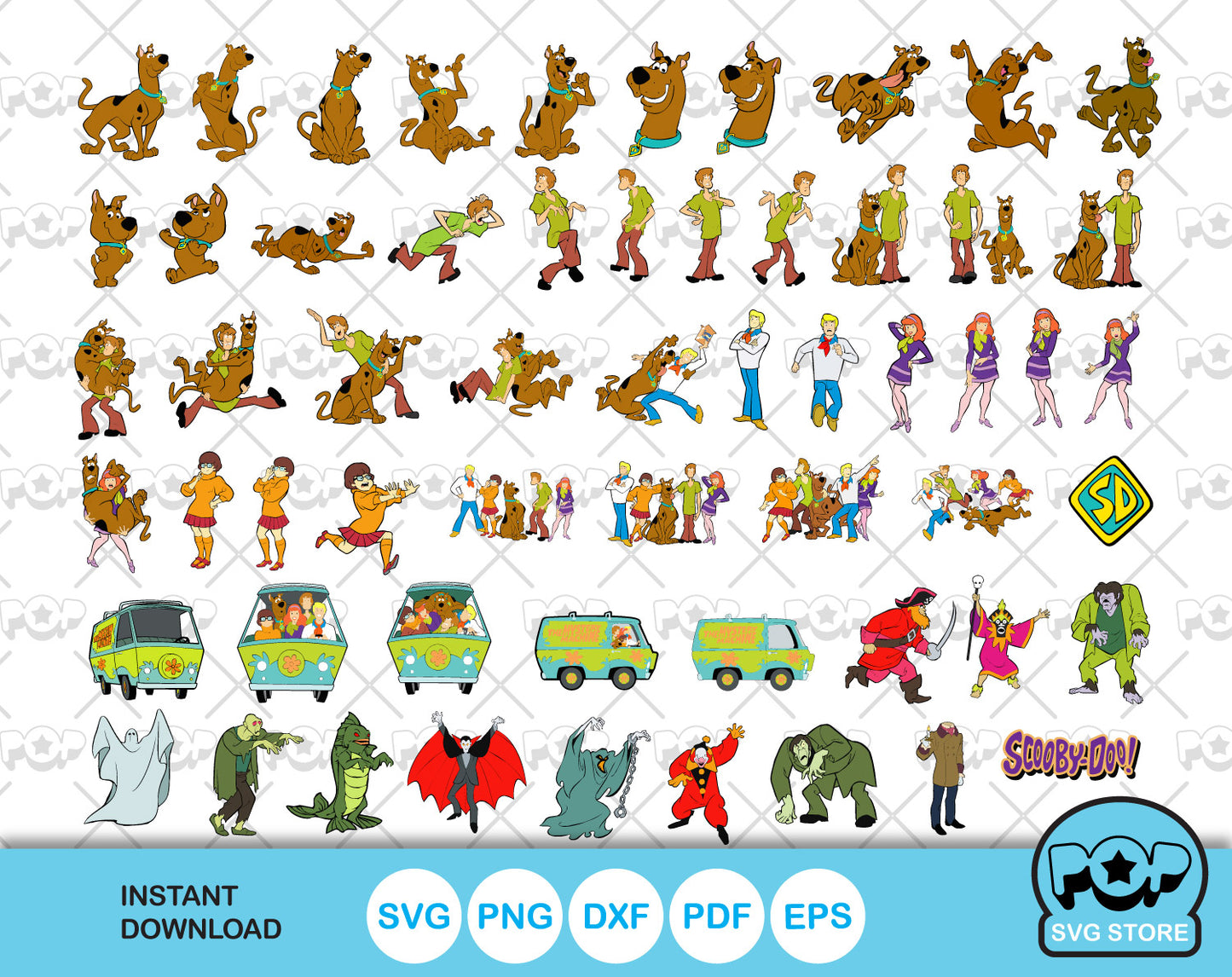 Scooby-Doo clipart bundle, Scooby Doo SVG cut files for Cricut / Silhouette, PNG, DXF, instant download