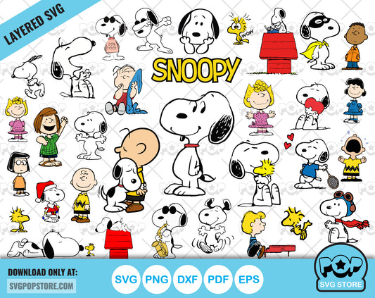 Snoopy and Peanuts clipart bundle, Snoopy svg cut files for Cricut / Silhouette, Snoopy and Peanuts png