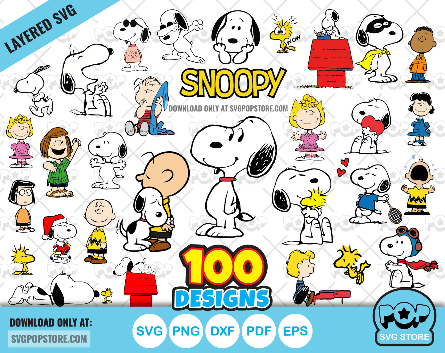 Snoopy and Peanuts 100 cliparts bundle, Snoopy svg cut files for Cricut / Silhouette, Snoopy and Peanuts png N1