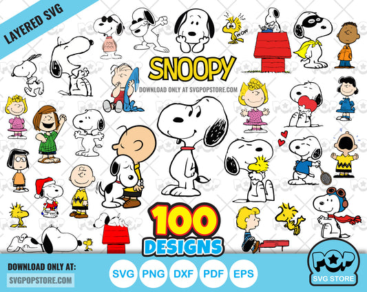 Snoopy and Peanuts 100 cliparts bundle, Snoopy svg cut files for Cricut / Silhouette, Snoopy and Peanuts png N1