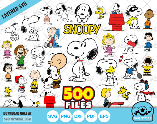 Snoopy and Peanuts BIG BUNDLE 500 files, Snoopy svg cut files for Cricut / Silhouette, Snoopy and Peanuts png