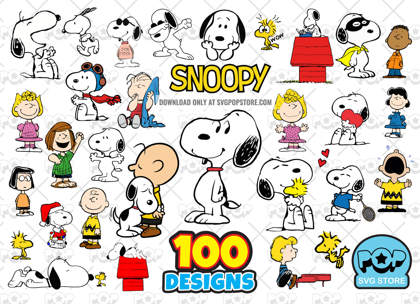 Snoopy and Peanuts 100 cliparts bundle, Snoopy svg cut files for Cricut / Silhouette, Snoopy and Peanuts png N1