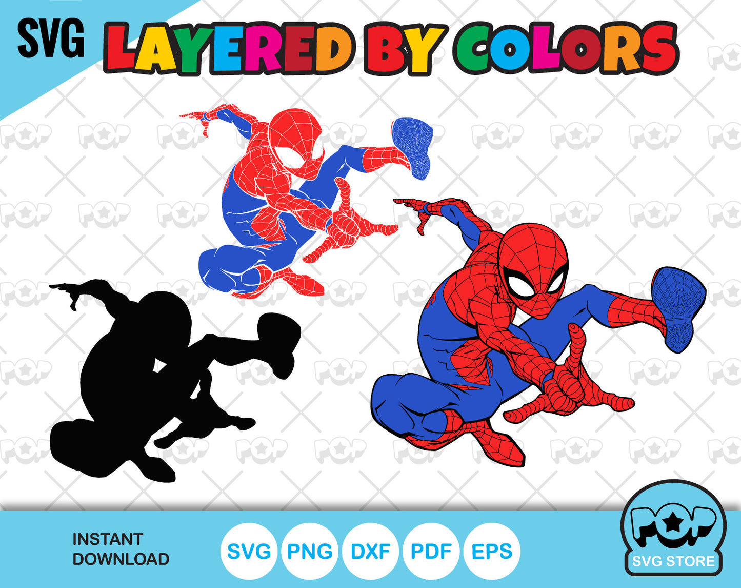 Spider-Man 100 cliparts bundle + alphabet, Spiderman SVG cut files for Cricut / Silhouette, PNG, DXF, instant download