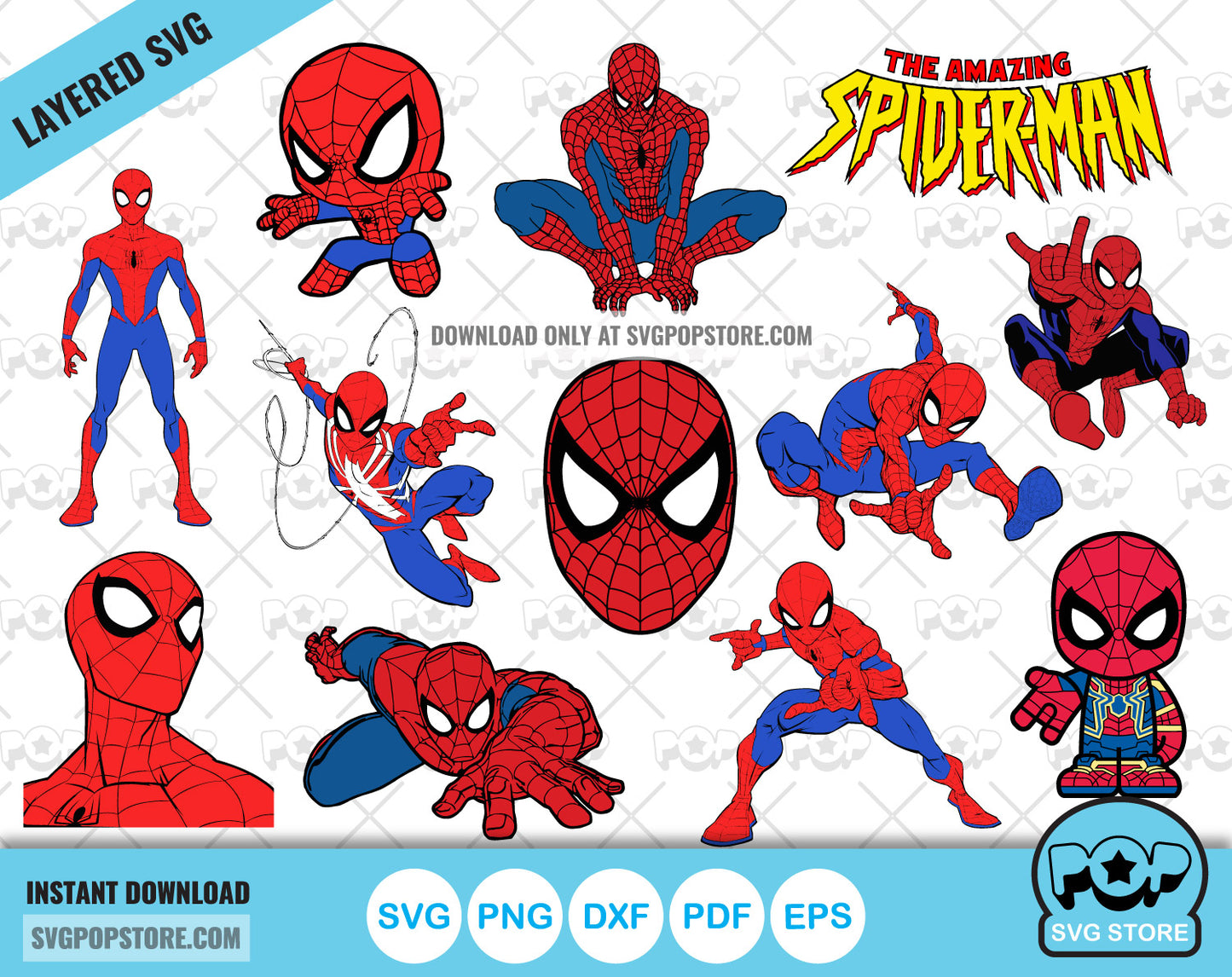 Spider-Man clipart set, Spiderman SVG cut files for Cricut / Silhouette, Superhero Spider-man N1 PNG