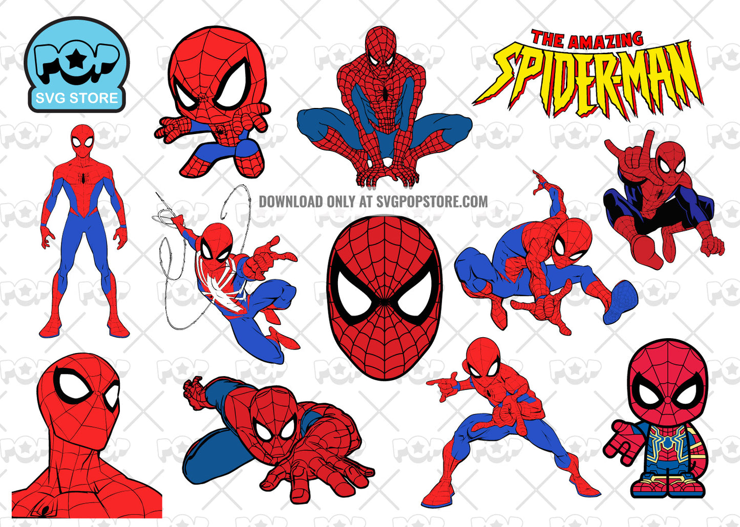 Spider-Man clipart set, Spiderman SVG cut files for Cricut / Silhouette, Superhero Spider-man N1 PNG