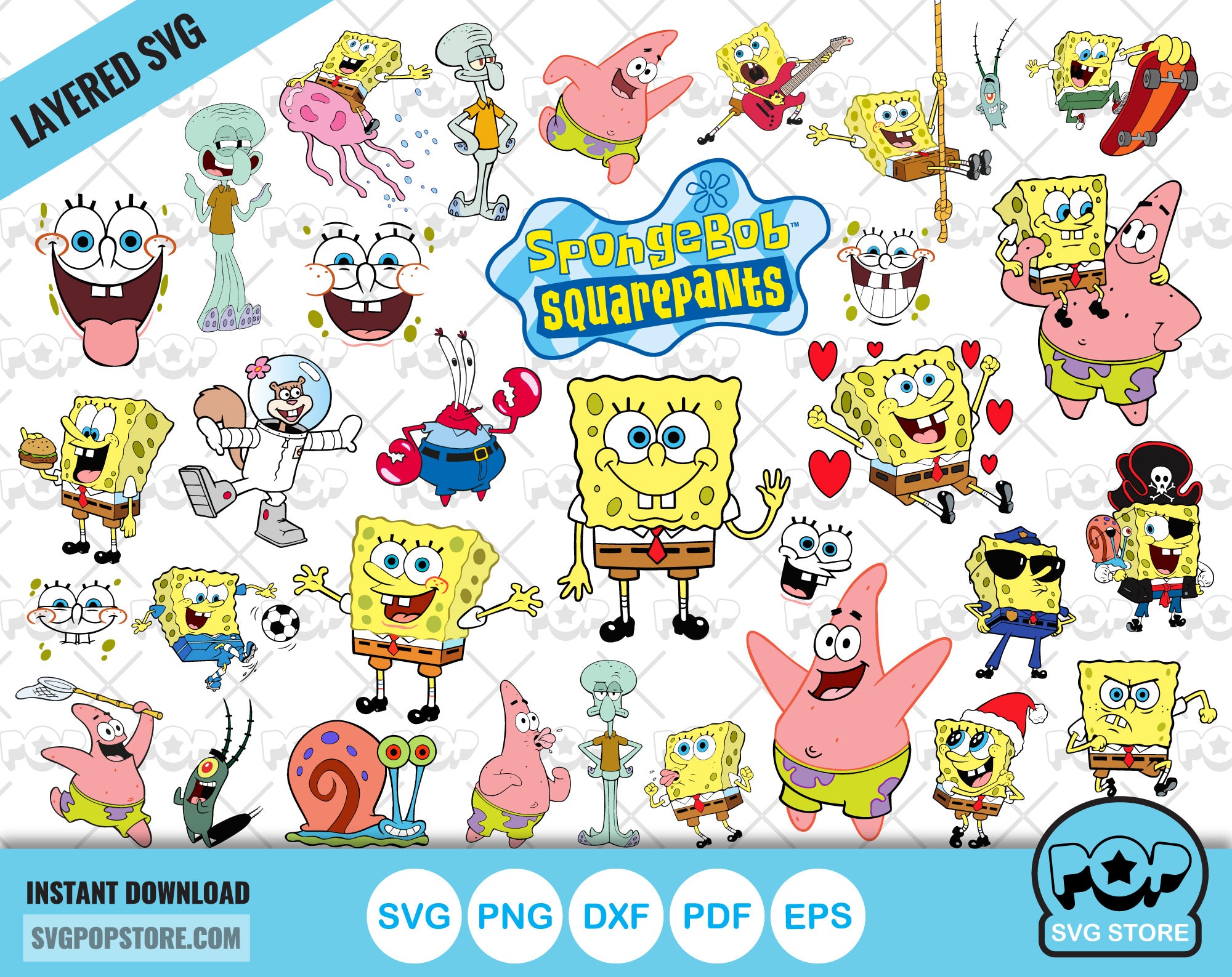 Spongebob Squarepants clipart bundle, SpongeBob svg cut files for Cric ...