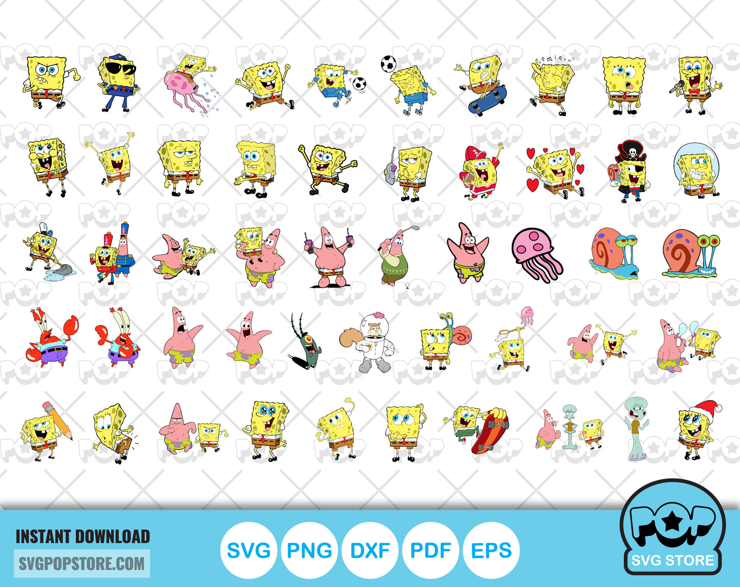 Spongebob Squarepants 100 cliparts bundle, SpongeBob svg cut files for Cricut / Silhouette, Spongebob png