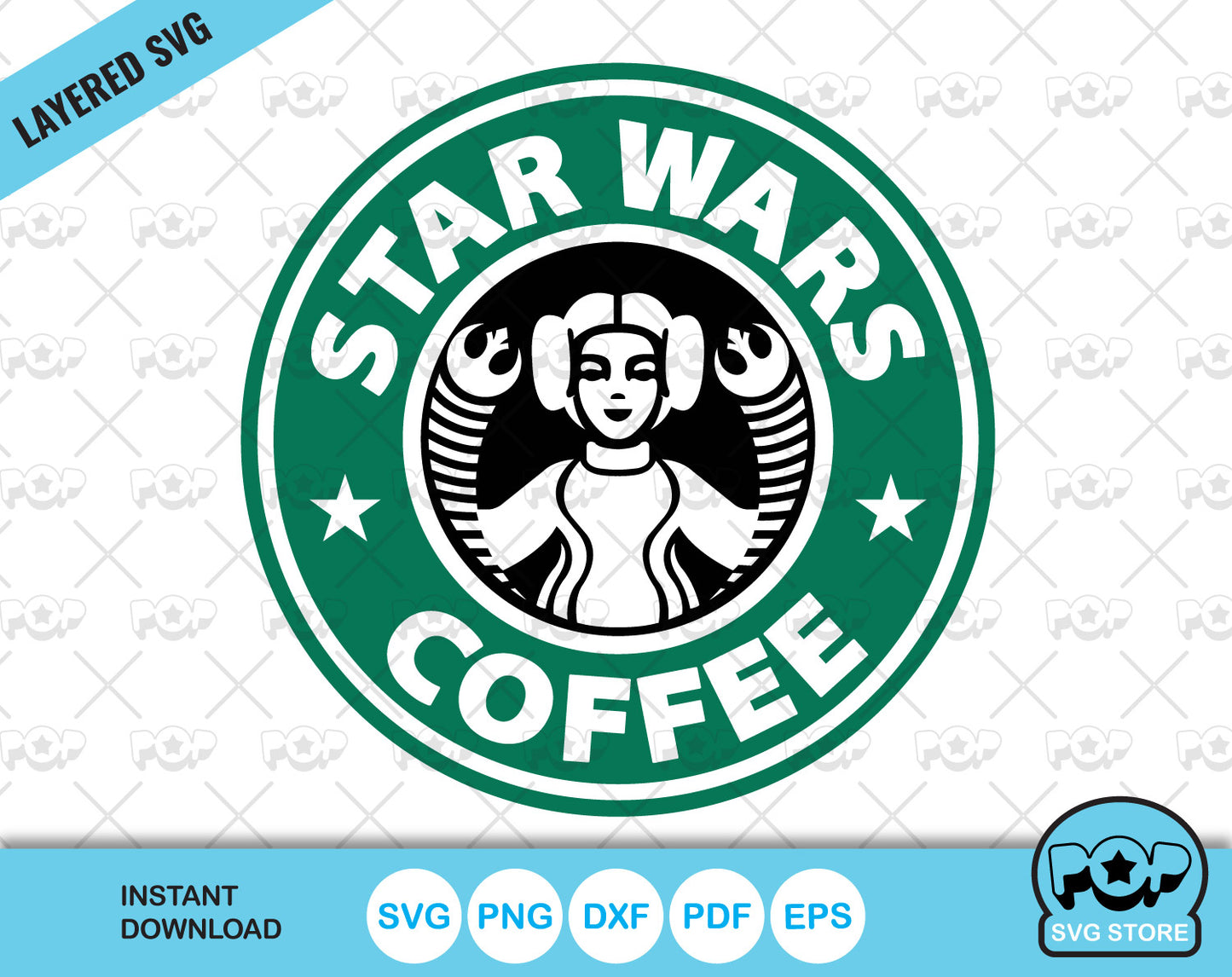 Starbucks Princess Leia clipart, Star Wars Coffee clipart, Starbucks Star Wars SVG cut files for cricut silhouette, SVG, PNG, DXF, instant download