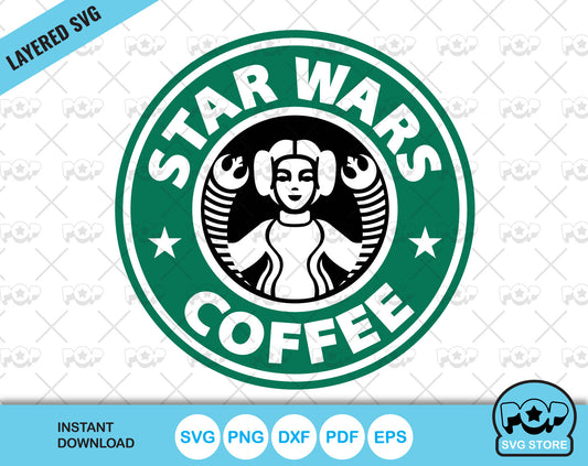 Starbucks Princess Leia clipart, Star Wars Coffee clipart, Starbucks Star Wars SVG cut files for cricut silhouette, SVG, PNG, DXF, instant download