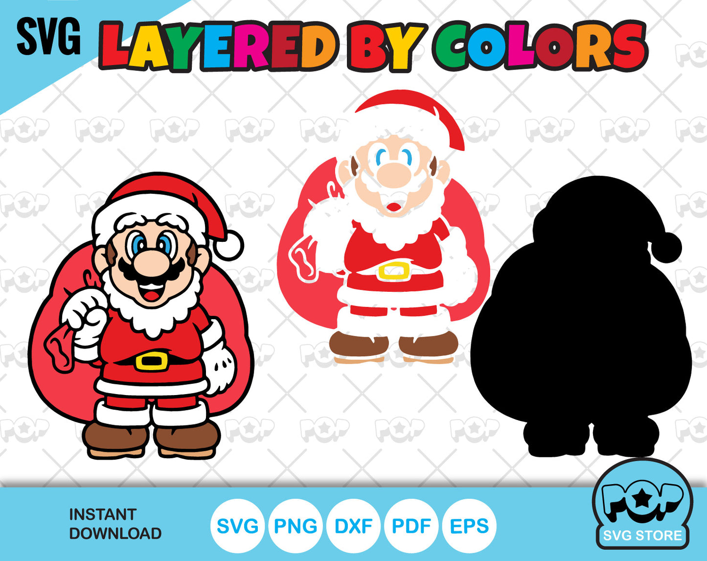 Super Mario Christmas clipart bundle, Mario Christmas SVG cut files for Cricut / Silhouette, PNG, DXF, instant download