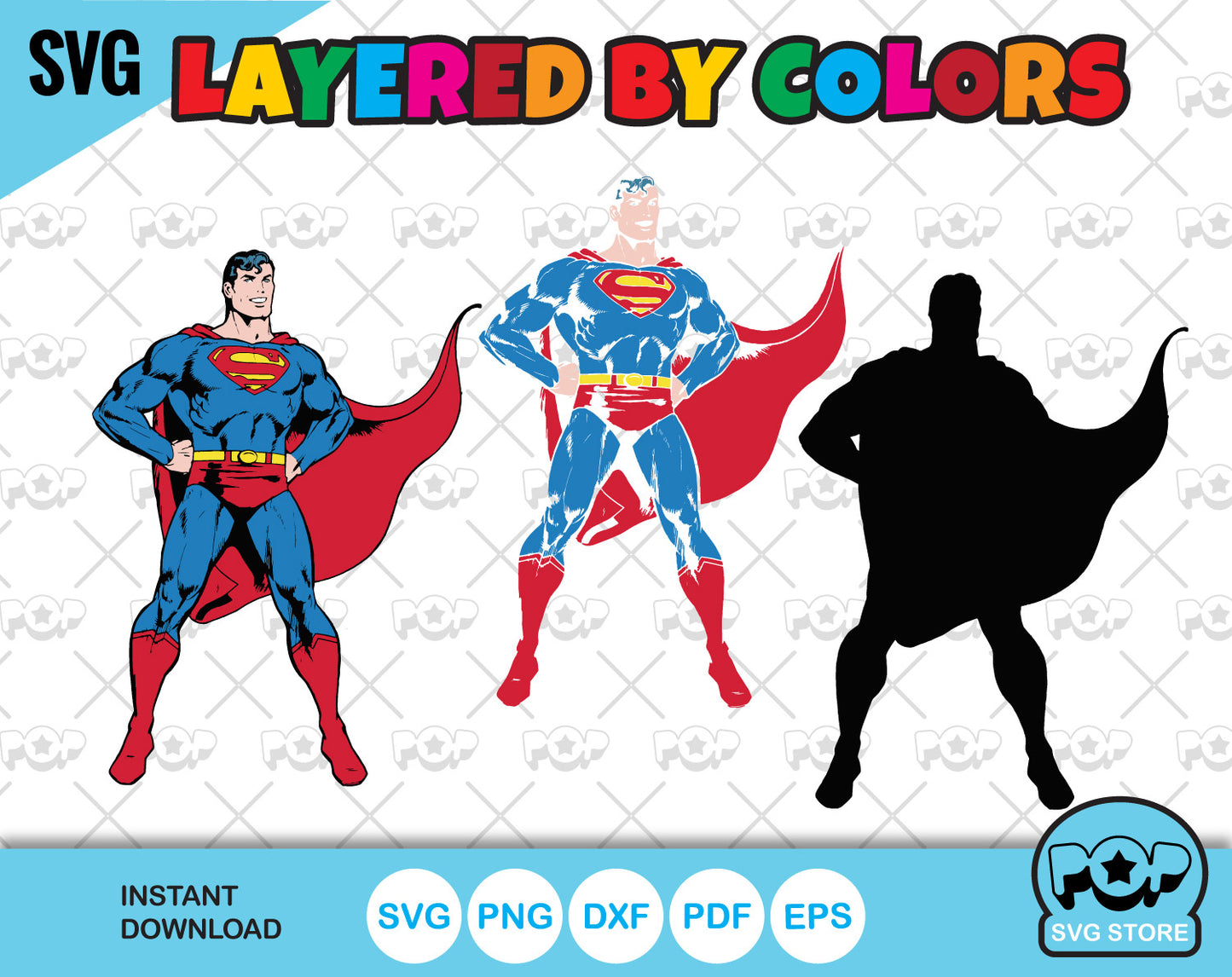 Superman 50 cliparts bundle, Superman SVG cut files for Cricut / Silhouette, PNG, DXF, instant download