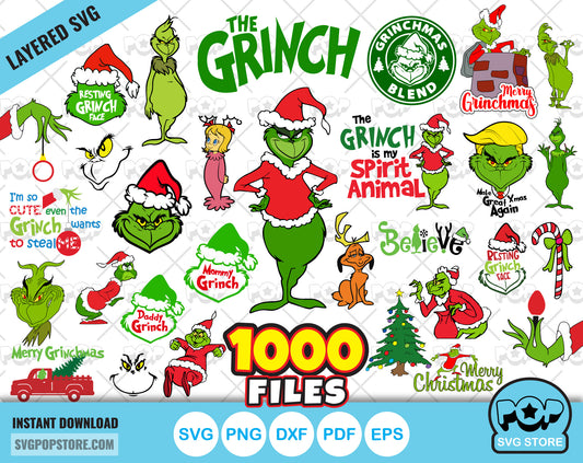 The Grinch BIG BUNDLE 1000 files, Grinch Christmas svg cut files for Cricut / Silhouette, Grinch Christmas png