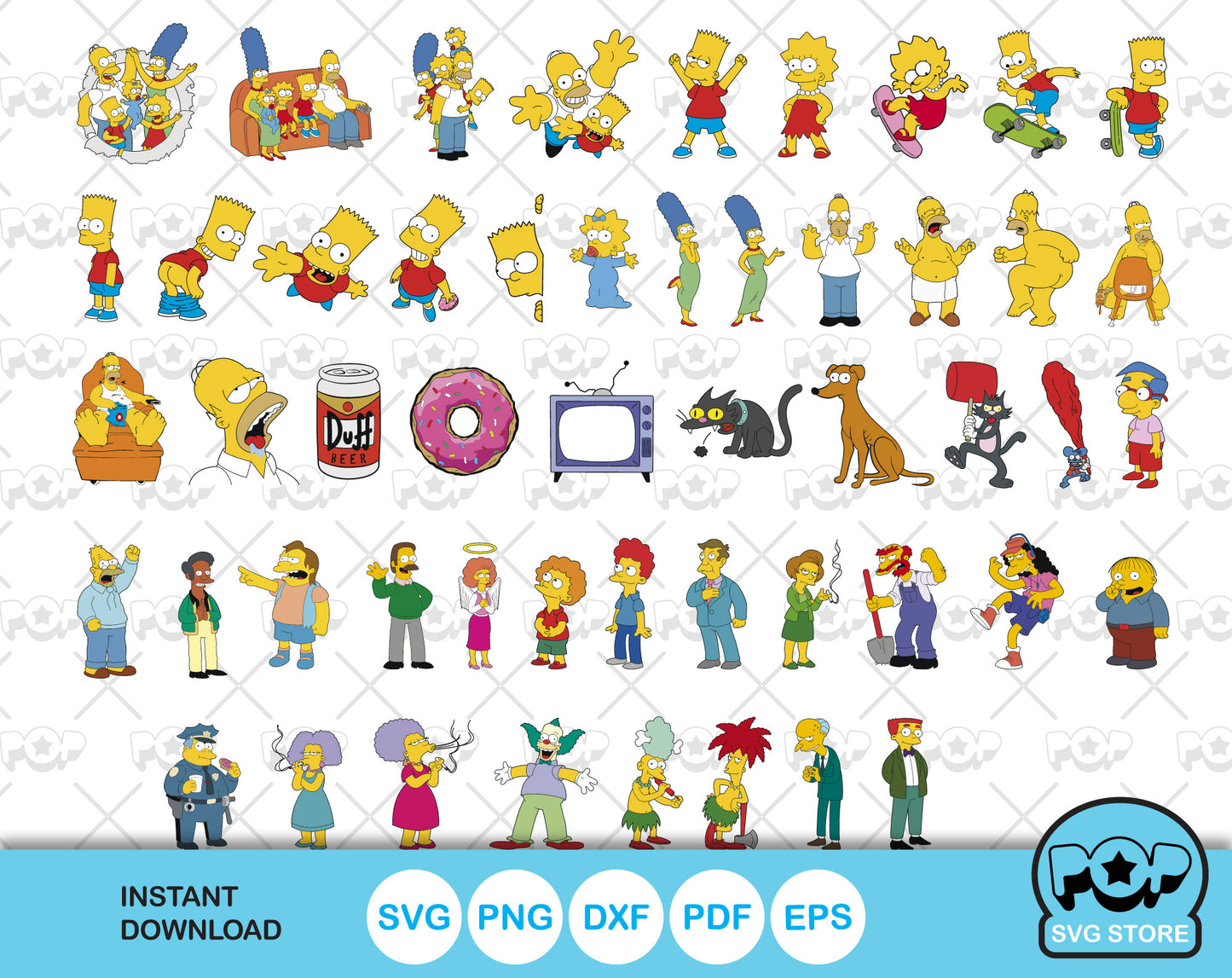 The Simpsons clipart bundle, The Simpsons SVG cutting files for Cricut / Silhouette, instant download
