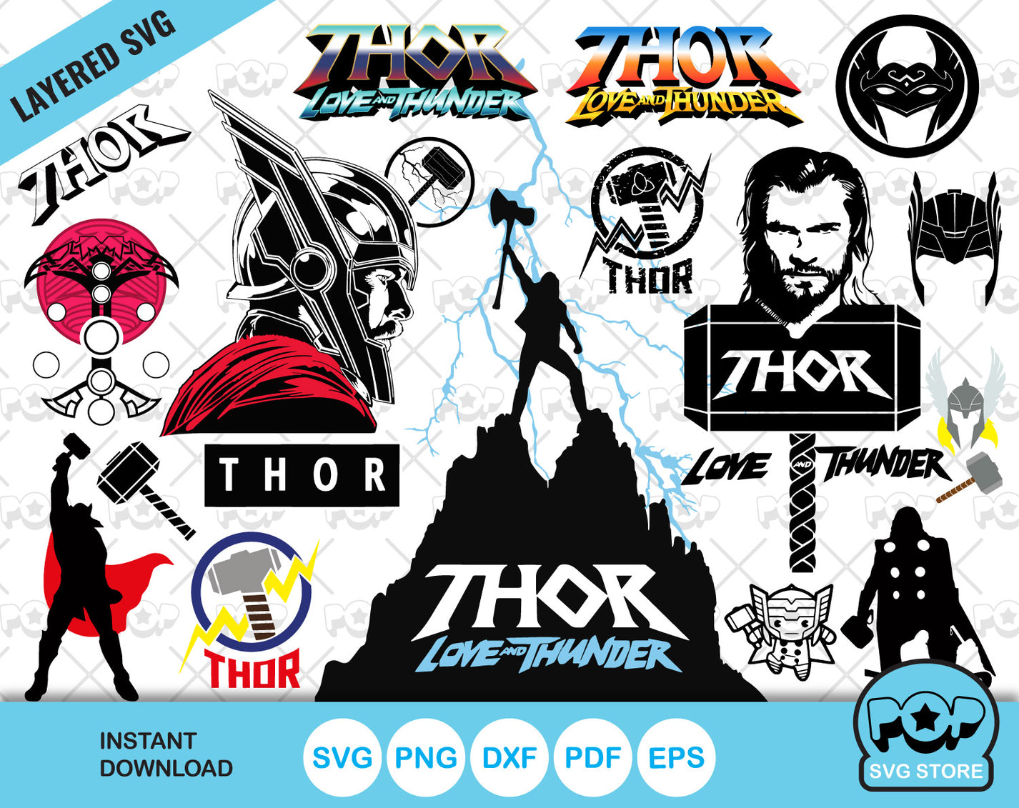 Thor Love and Thunder clipart set, SVG cut files for Cricut / Silhouet ...