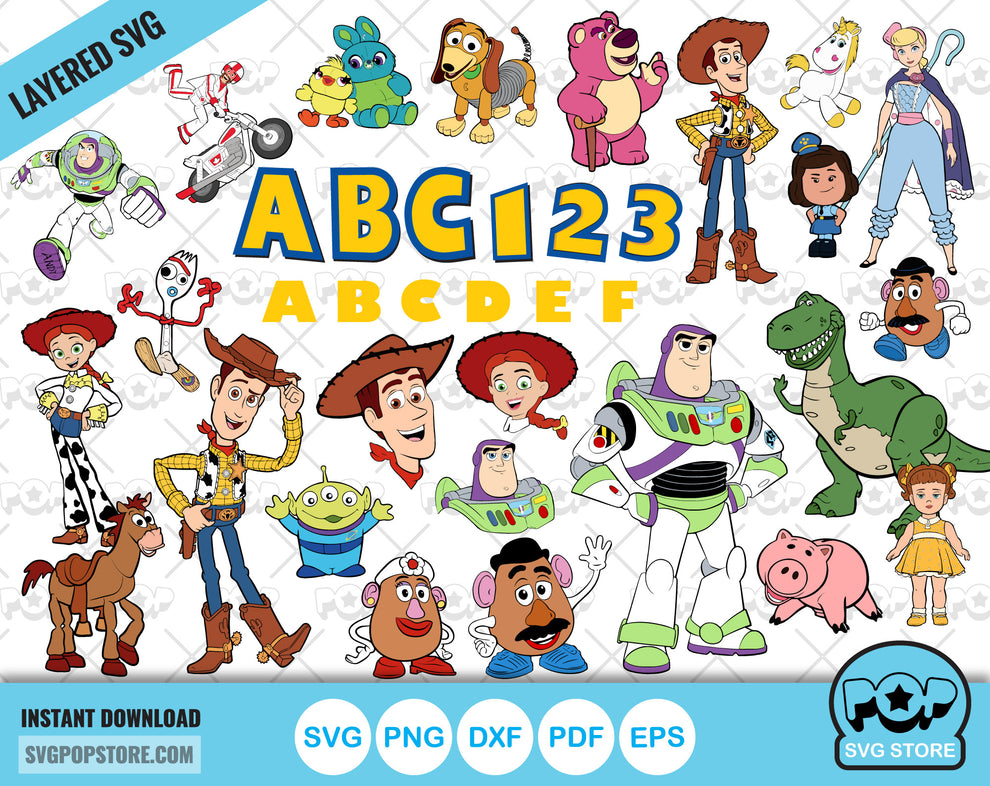 Toy Story clipart bundle + alphabet, Toy Story svg cut files for Cricu ...