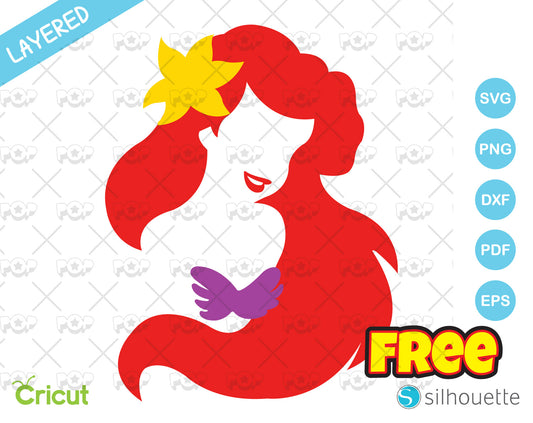 FREE Princess Ariel clipart, Little Mermaid SVG cut files for cricut silhouette, instant download