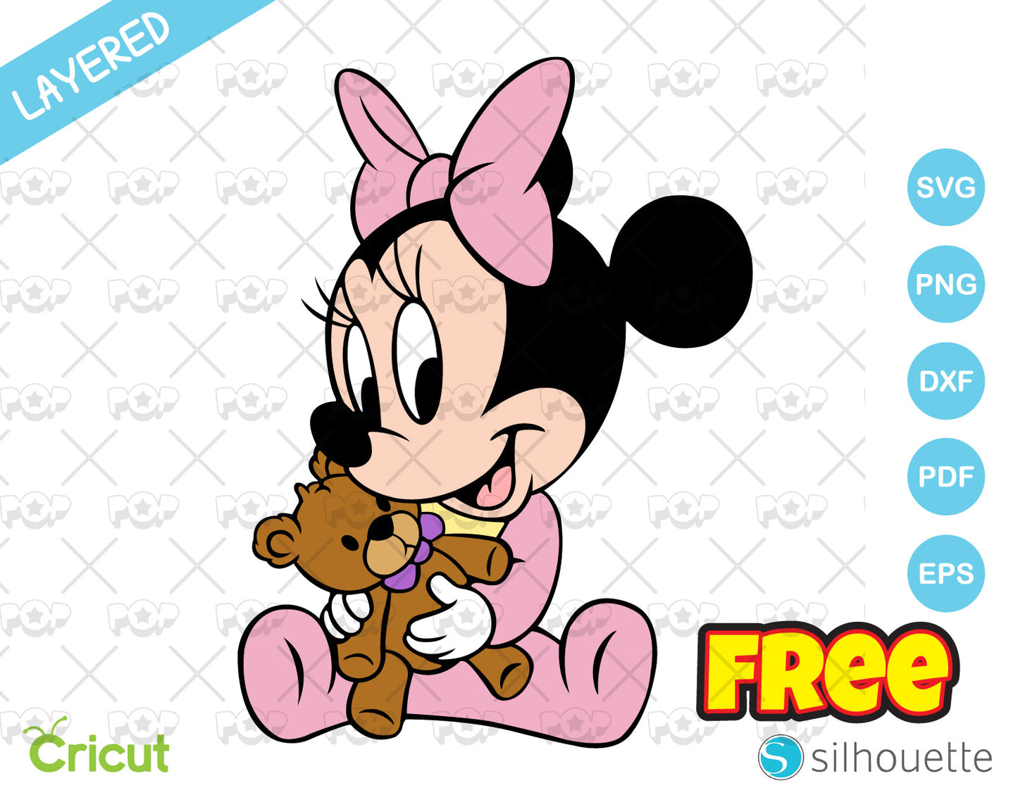 FREE Minnie clipart, Free Disney SVG cut file for cricut silhouette, SVG, PNG, DXF, instant download