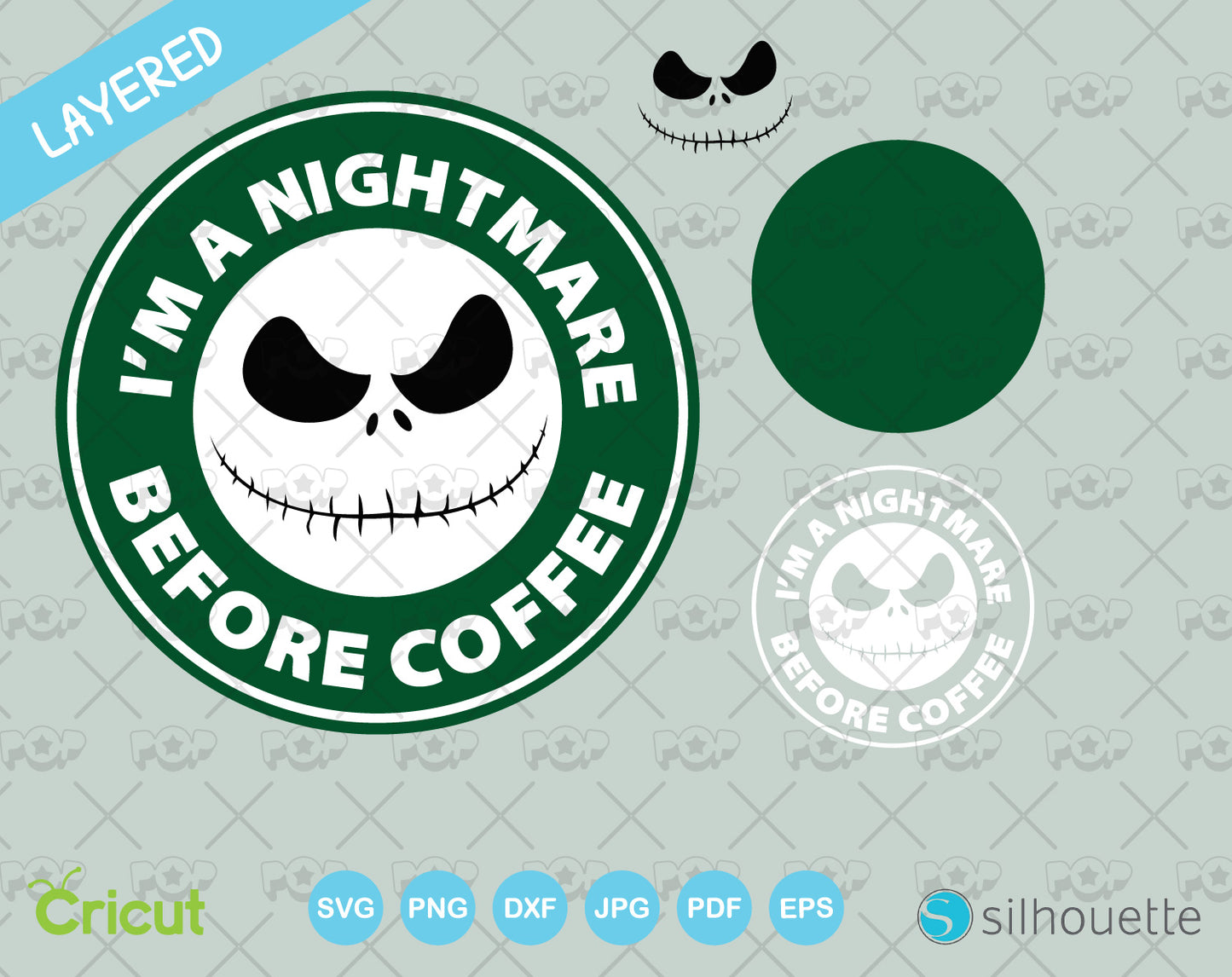 Starbucks Jack Skellington clipart, Jack Skellington Coffee clipart, SVG cut files for cricut silhouette, SVG, PNG, DXF, instant download