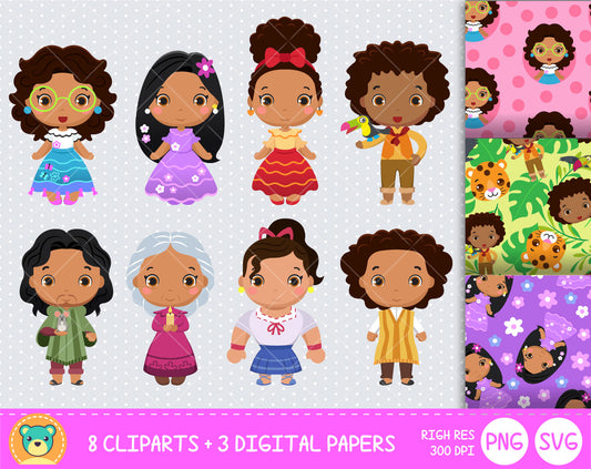Cute Encanto clipart set, Disney Encanto clip art for decoration, scrapbooking, PNG, SVG, instant download