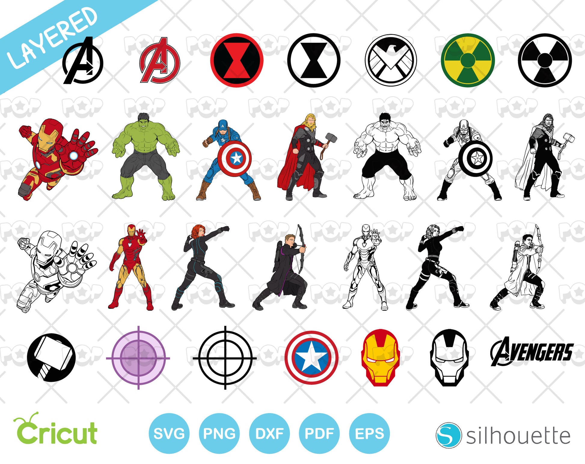 Marvel Avengers clipart bundle, Avengers SVG cut files for Cricut ...